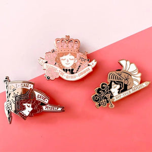 Feminist Brooch Pin Armed Lady with Sword Enamel Lapel Pin
