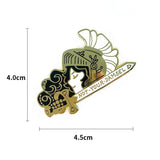 Feminist Brooch Pin Armed Lady with Sword Enamel Lapel Pin