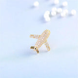Copper Zircon Airplane Lapel Pin Women Men Shirt Collar Mini Plane Brooch
