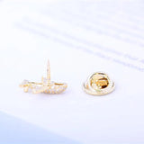 Copper Zircon Airplane Lapel Pin Women Men Shirt Collar Mini Plane Brooch