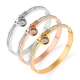Zirconia Crystals Bangle Stainless Steel Rivet Bangles for Women