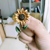 Muylinda Sunflower Enamel Pin Brooch Jewelry Vintage Women Banquet Clothes Clip