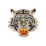 Baiduqiandu Rhinestone Roaring Tiger Brooches Women Men Big Tiger Head