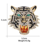 Baiduqiandu Rhinestone Roaring Tiger Brooches Women Men Big Tiger Head