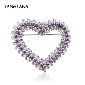 Heart Brooch Beaded Romantic Pin Brooch for Women Wedding