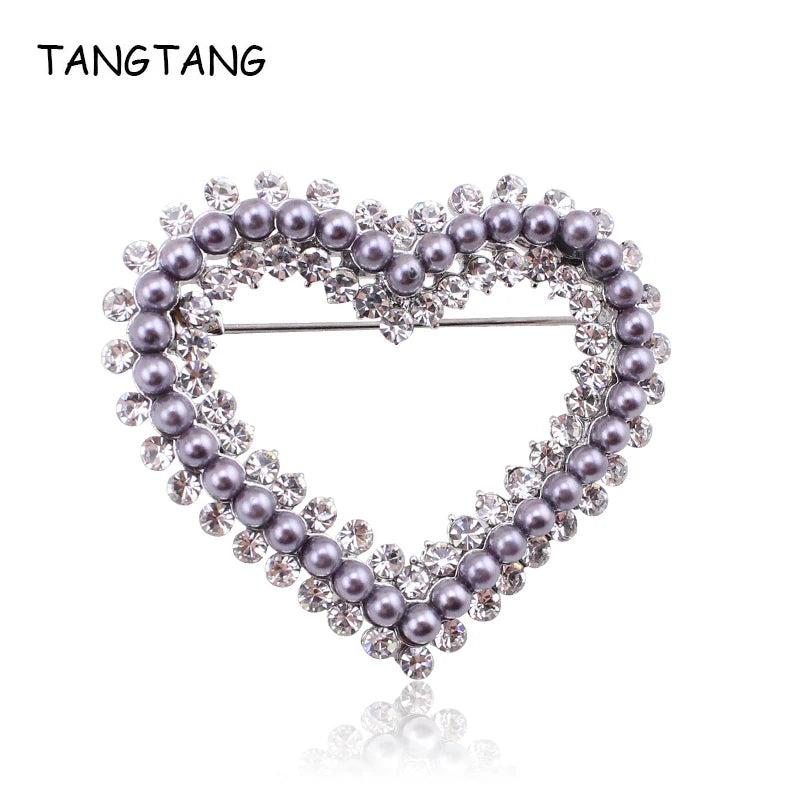 Heart Brooch Beaded Romantic Pin Brooch for Women Wedding