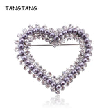 Heart Brooch Beaded Romantic Pin Brooch for Women Wedding