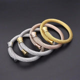 Stainless Steel Wire Twist Cable Cuff Bracelet For Women