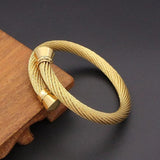 Stainless Steel Wire Twist Cable Cuff Bracelet For Women