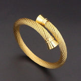 Stainless Steel Wire Twist Cable Cuff Bracelet For Women