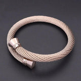 Stainless Steel Wire Twist Cable Cuff Bracelet For Women