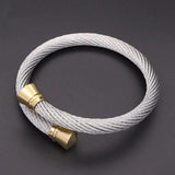 Stainless Steel Wire Twist Cable Cuff Bracelet For Women