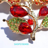 Red Rhinestone Rose Brooch for Women Girls