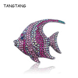Angelfish Fish Brooch - Fuchsia Stones - Bridal Wedding Ornament