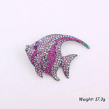 Angelfish Fish Brooch - Fuchsia Stones - Bridal Wedding Ornament