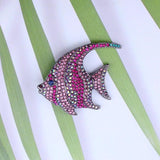 Angelfish Fish Brooch - Fuchsia Stones - Bridal Wedding Ornament