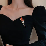 Lady Rose Flower Brooches Rhinestone Corsage Banquet Dress Pin