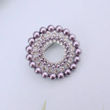Round Wreath Brooch Wedding Rhinestone Pearls Bridal Pin