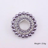 Round Wreath Brooch Wedding Rhinestone Pearls Bridal Pin