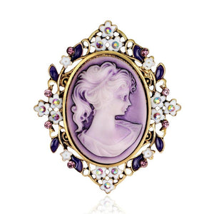 Vintage Beauty Lady Brooch Women Queen Head Portrait Brooch Pin