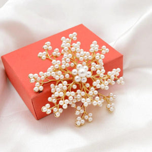 Pearl Flower Snowflake Brooch for Wedding Dress
