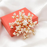 Pearl Flower Snowflake Brooch for Wedding Dress