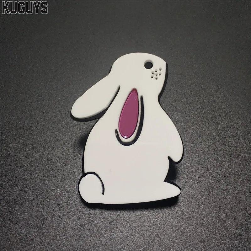 Lovely Rabbit Ear Acrylic Brooch for Women Girls