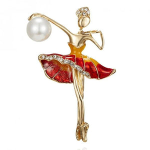 Dancing Girl Rhinestone Brooch for European and American Style