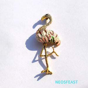 Flamingo Rhinestone Brooch Enamel Coat Pin
