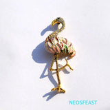 Flamingo Rhinestone Brooch Enamel Coat Pin
