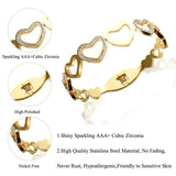 Heart Bracelet Stainless Steel Cubic Zirconia Cuff Bangle