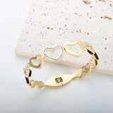 Heart Bracelet Stainless Steel Cubic Zirconia Cuff Bangle