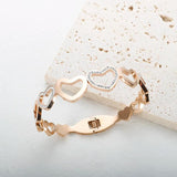 Heart Bracelet Stainless Steel Cubic Zirconia Cuff Bangle