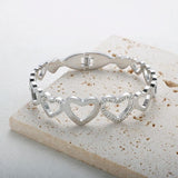 Heart Bracelet Stainless Steel Cubic Zirconia Cuff Bangle