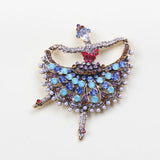 Large Rhinestone Girl Brooch Retro Dance Lady Office Party Gift