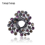 Colorful Rhinestone Wreath Flower Brooch Pin Classic Women Scarf Jewelry