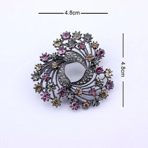 Colorful Rhinestone Wreath Flower Brooch Pin Classic Women Scarf Jewelry