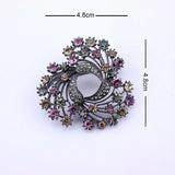 Colorful Rhinestone Wreath Flower Brooch Pin Classic Women Scarf Jewelry