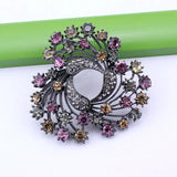 Colorful Rhinestone Wreath Flower Brooch Pin Classic Women Scarf Jewelry