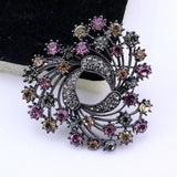 Colorful Rhinestone Wreath Flower Brooch Pin Classic Women Scarf Jewelry