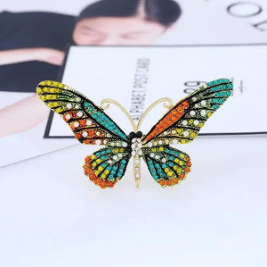 Vintage Rhinestone Butterfly Brooch Enamel Pin Insect Jewelry