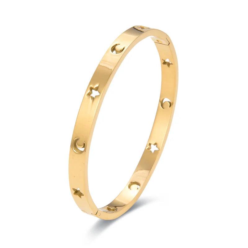 Stainless Steel Hollow Heart Cuff Bangles Bracelet
