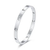Stainless Steel Hollow Heart Cuff Bangles Bracelet