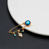 Silver Micro Pave Hamsa Hand Charm Brooch Pin for Women Men