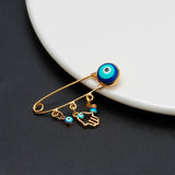 Silver Micro Pave Hamsa Hand Charm Brooch Pin for Women Men