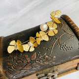 Freshwater Pearl Apricot Leaf Butterfly Brooch
