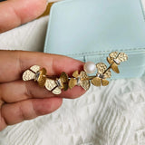 Freshwater Pearl Apricot Leaf Butterfly Brooch