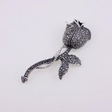 Vintage Full Rhinestone Rose Brooch Pin