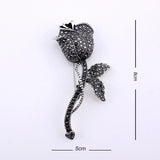 Vintage Full Rhinestone Rose Brooch Pin