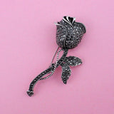 Vintage Full Rhinestone Rose Brooch Pin
